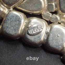 Vintage Weiss Clear Rhinestone Brooch Pin Emerald Cut Marquise Costume Jewelry