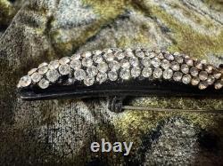 Vintage Weiss Pea Pod Brooch Rhinestones and Faux Pearls Signed