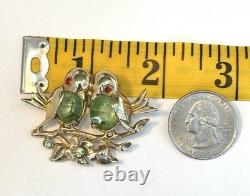 Vintage Weiss Rare Gold Tone Two Love Birds On A Branch Brooch Pin 1.9 Long EC