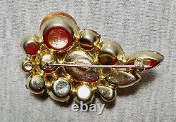 Vintage Weiss Rhinestone Brooch Pink & Iridescent Gold Excellent Condition