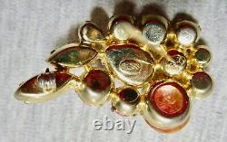 Vintage Weiss Rhinestone Brooch Pink & Iridescent Gold Excellent Condition