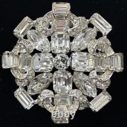 Vintage Weiss Signed Clear Rhinestone Brooch Silver Tone Statement Pin