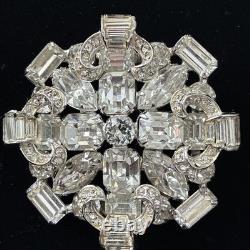 Vintage Weiss Signed Clear Rhinestone Brooch Silver Tone Statement Pin