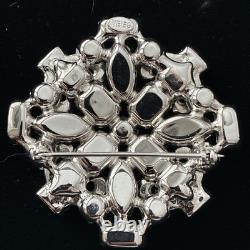 Vintage Weiss Signed Clear Rhinestone Brooch Silver Tone Statement Pin