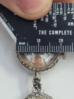 Vintage Welsbro 17j Mechanical Watch Bird Brooch Pin Rhinestone Works Rare