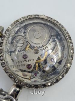 Vintage Welsbro 17j Mechanical Watch Bird Brooch Pin Rhinestone Works Rare
