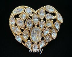 Vintage YSL Yves Saint Laurent Spectacular Rhinestone Heart Brooch