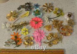 Vintage antique rarities oddities enamel flower brooch floral pin lot taxidermy