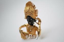 Vintage blackamoor dancer brooch pin Exotic jewelry 1950s