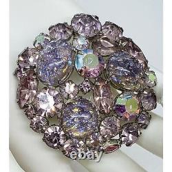 Vintage brooch Lavender Foiled RARE Multi color Juliana Rhinestone