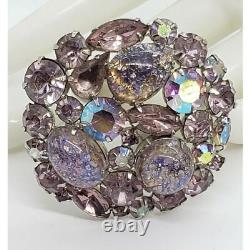 Vintage brooch Lavender Foiled RARE Multi color Juliana Rhinestone