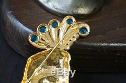 Vintage coro Craft Blackamoor Josephine Baker feather gold Turban Brooch Pin