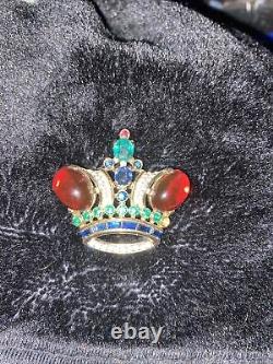 Vintage crown trifari rhinestone brooch 1940's Pat 137542 Ruby Cobicons