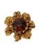 Vintage gold tone signed Benedikt NY amber rhinestone floral brooch pin