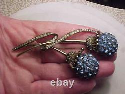 Vintage heavy pennino sterling silver blue and clear rhinestone pin / brooch
