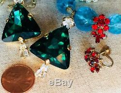 Vintage jewelry lot rhinestones fur clips brooches HOBE sterling BAUER Florenza+
