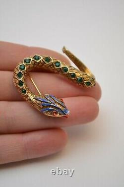 Vintage reptile snake serpent cobra brooch pin antique gold Mens Womens Jewelry