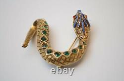 Vintage reptile snake serpent cobra brooch pin antique gold Mens Womens Jewelry