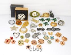 Vintage to Now Brooch Lot Figural Rhinestone Signed & Unsigned Brooches