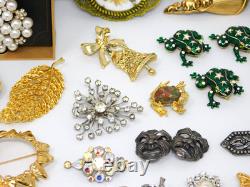 Vintage to Now Brooch Lot Figural Rhinestone Signed & Unsigned Brooches