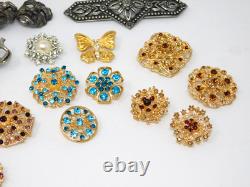 Vintage to Now Brooch Lot Figural Rhinestone Signed & Unsigned Brooches