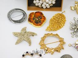 Vintage to Now Brooch Lot Figural Rhinestone Signed & Unsigned Brooches