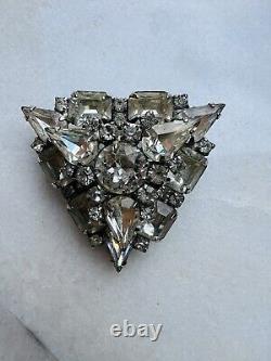 Vintages Mid-Century Marked WEISS Rhinestone Broach/Pin, Clear