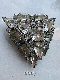 Vintages Mid-Century Marked WEISS Rhinestone Broach/Pin, Clear