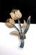 Vtg 1930s Gold-Plated Beautiful Blue & Clear Rhinestone Baguette Tulip Brooch