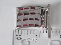 Vtg 1940's Crown Trifari Rhinestone Enamel Patriotic American Flag Pin Brooch