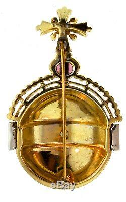 Vtg 1949 MAZER Crown Jewels Coronation Orb Rhinestone BROOCH PIN