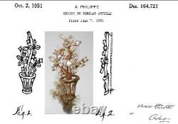 Vtg 1951 Crown Trifari Brooch Patended Star Flower Trifarium Rhinestone Basket
