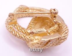 Vtg 1970s Christian Dior Brooch Pin Nautical Love Knot Crystals Gold Tone Metal