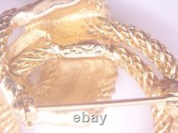 Vtg 1970s Christian Dior Brooch Pin Nautical Love Knot Crystals Gold Tone Metal