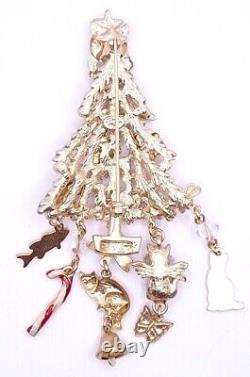 Vtg 1980s Kirks Folly Brooch Pin Cat Kitten Theme Christmas Tree Crystals Enamel