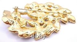 Vtg 1980s Pell MBB Brooch Elegant Blingy Leaf Crystal Encrusted Gold Tone Metal