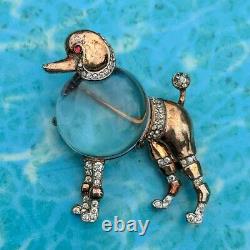Vtg 40s Trifari Alfred Philippe Sterling & Clear Lucit Jelly Belly Poodle Brooch