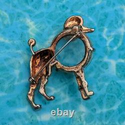 Vtg 40s Trifari Alfred Philippe Sterling & Clear Lucit Jelly Belly Poodle Brooch