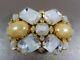 Vtg Alice Caviness Signed Givre Glass Faux Mabe Pearl Rhinestone Domed Lg Brooch