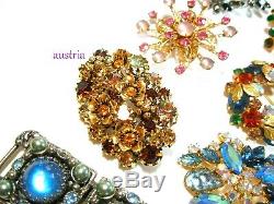 Vtg All Rhinestone Brooch Necklace Bracelet Lot Juliana Austria La Rel Weiss Set