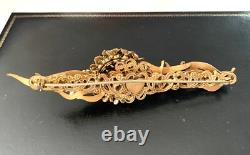 Vtg Amourelle Frank Hess Floral Trembler Clear & Black Stones Articulated Brooch