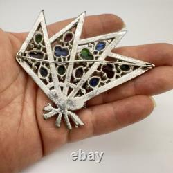 Vtg Antique Large Fruit Salad Brooch Pin Carved Stones DuJay Art Deco Estate