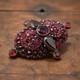 Vtg Bohemian Czech Garnet Brooch Deep Red Victorian Style Floral Cluster 2.5