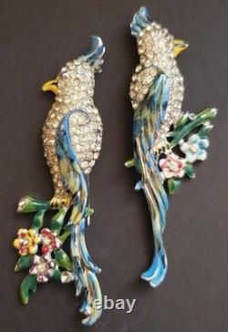 Vtg CORO Duette Calopsitta / Birds of Paradise Fur, Coat, or Dress Clips