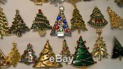 Vtg. Christmas Tree Brooch/pin Lot-over-50+-some Signed! Gorgeous