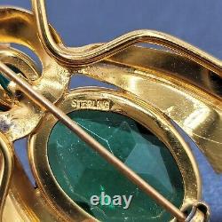 Vtg Coro Sterling Silver Vermeil Enameled Figural Winged Bug Brooch Rhinestones