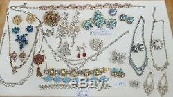 Vtg Eisenberg Brooch Pin & Earrings Coro Trifari AB Rhinestones Jewelry Lot 30 +
