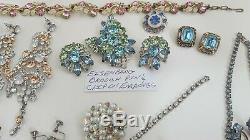 Vtg Eisenberg Brooch Pin & Earrings Coro Trifari AB Rhinestones Jewelry Lot 30 +