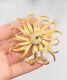 Vtg GIVENCHY Gold Tone Clear Rhinestone Sunflower Daisy Flower Brooch Pin
