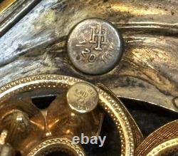 Vtg Gold Fill & Rhinestone Brooch Necklace Screw Back Pierced Earrings 61 Grams